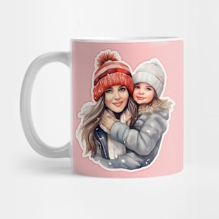 Mom with daughter winter fashion Mug